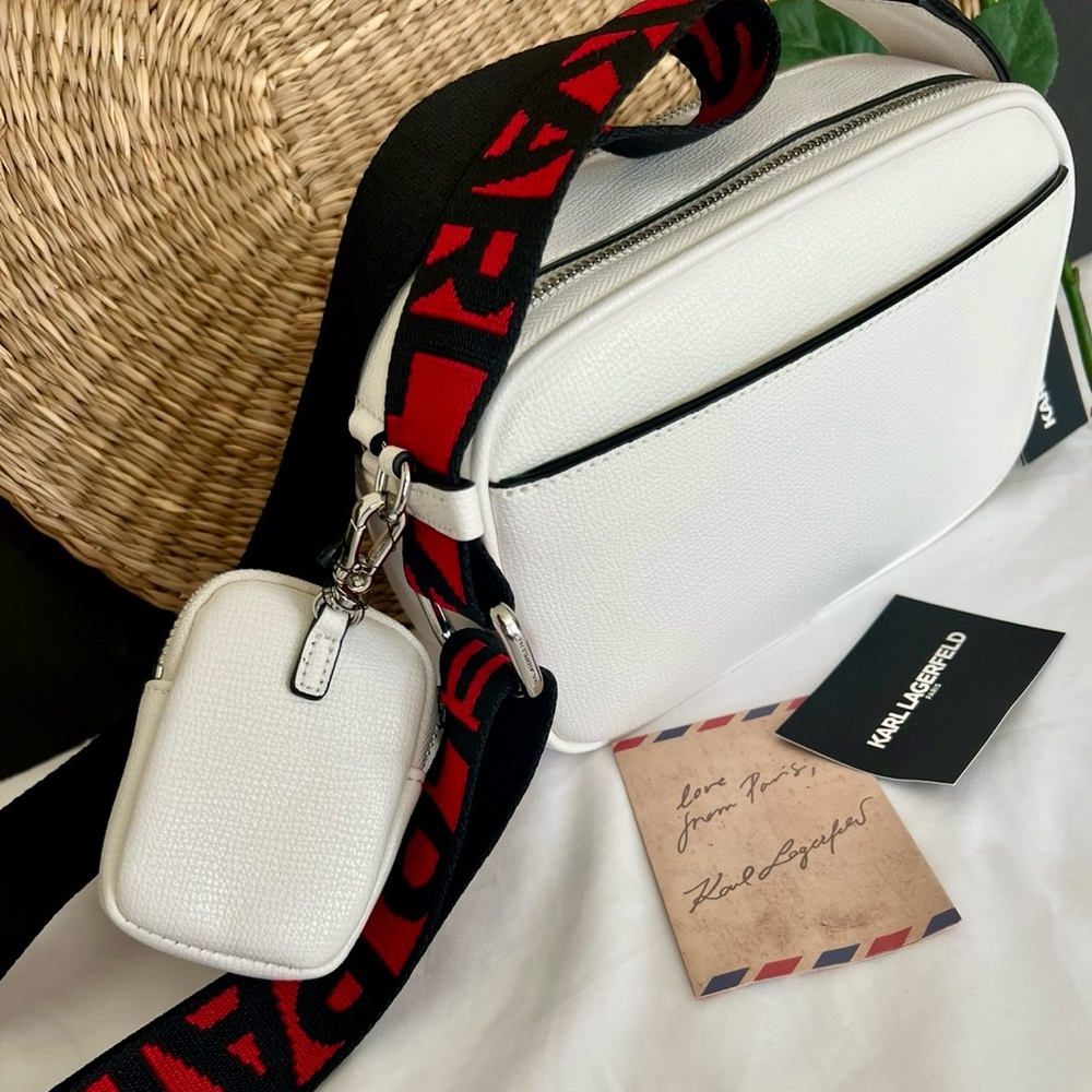 NWT Karl Lagerfeld Red and White Crossbody with Heart - Picture 5 of 5